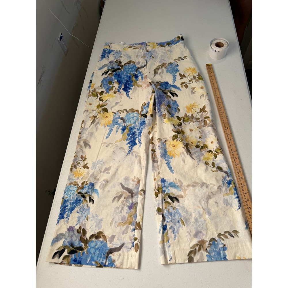 Alex Marie Robyn Floral Wide Leg Pants Blue Yellow White Size 12 NWT 10468PN0323